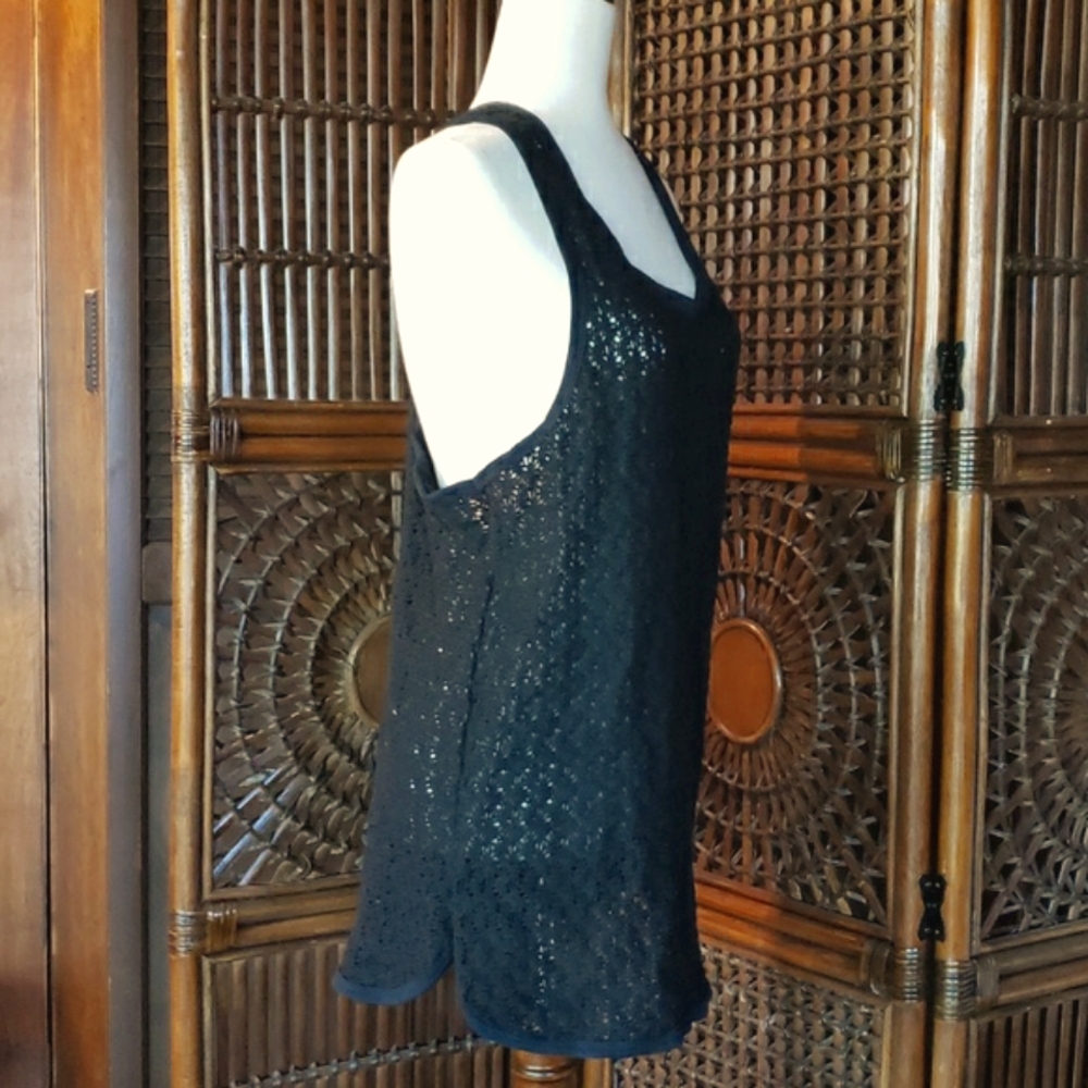 ELECTRIC BEACH by Jantzen Crochet Swim Cover-Up Black OS